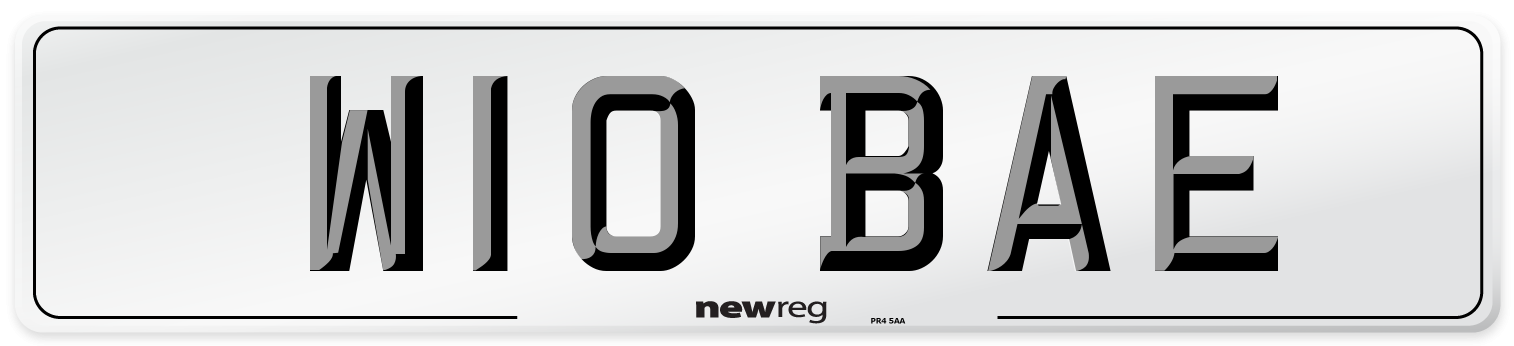 W10 BAE Number Plate from New Reg